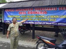  Di buka lowongan Perangkat Desa Sidoharjo