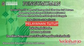 Pengumuman Libur Dan Cuti Bersama Hari Raya Idul Fitri 1444H/2023M