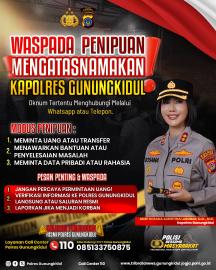 Waspada Penipuan Mengatasanamakan Kapolres Gunungkidul